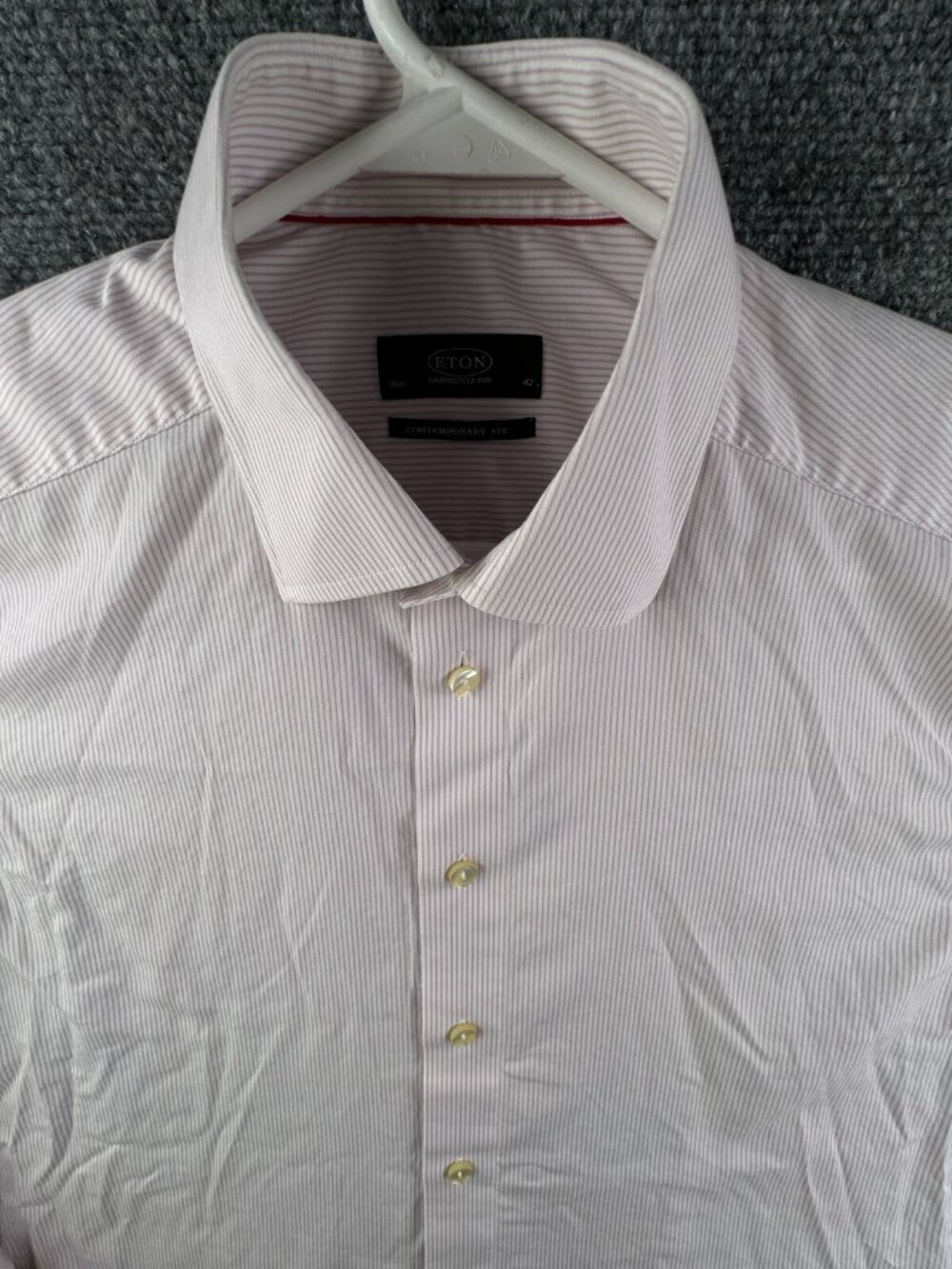 Eton Long Sleeve Button Up Dress Shirt Adult Striped Purple 16.5 Contemporary